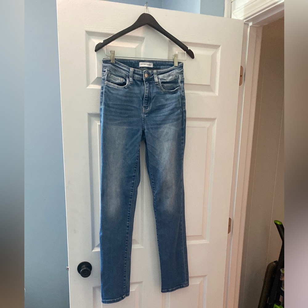 Flying Monkey Blue Straight Leg Jeans with Casual Faded Look